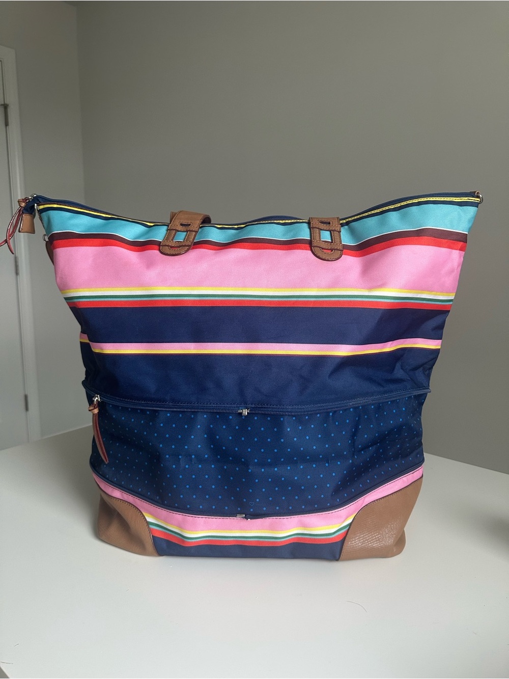 Stella & Dot “Let’s Get Carried Away” Large Weekender Tote | Strped | Travel Bag - Picture 2 of 16